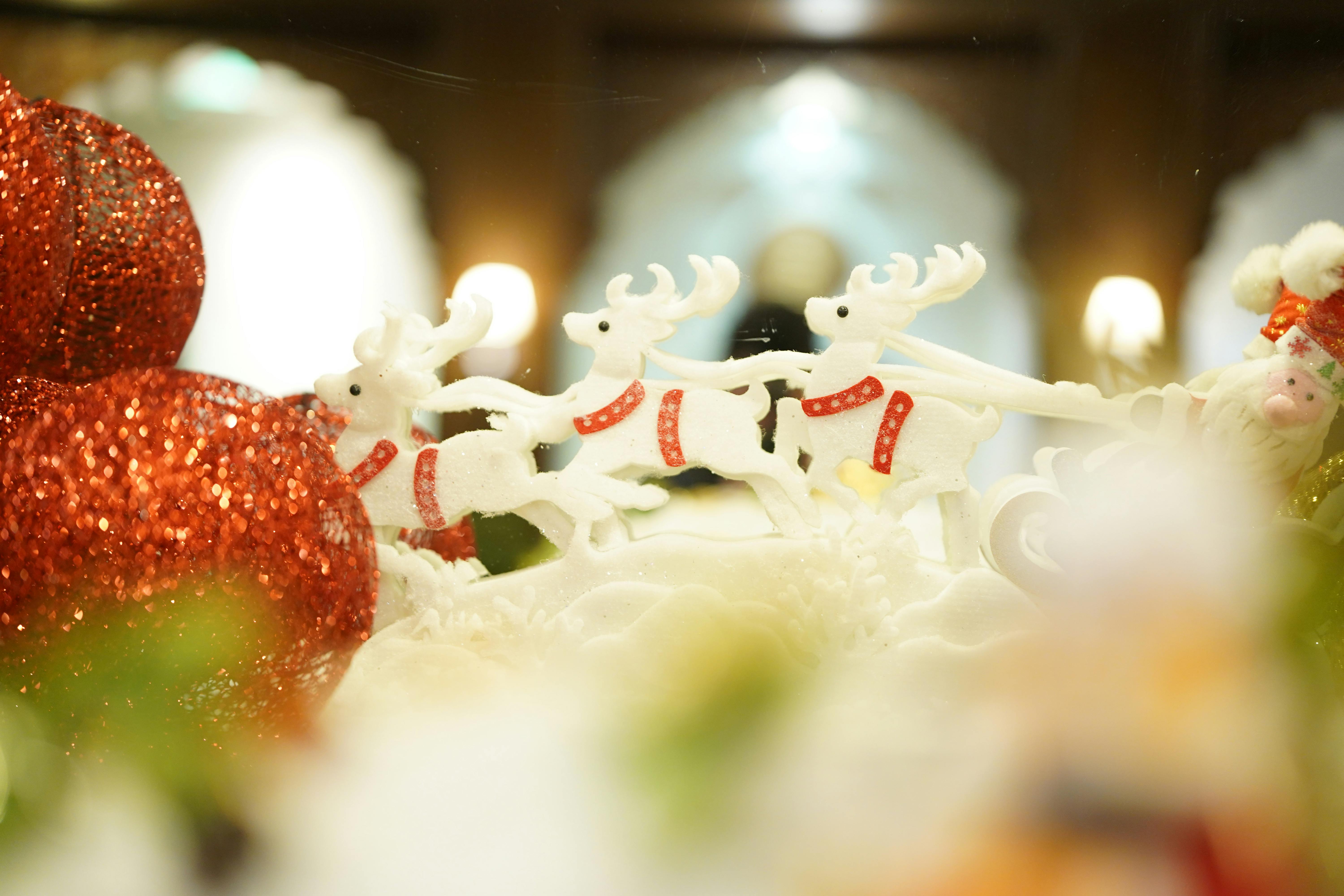 White reindeer figurines.