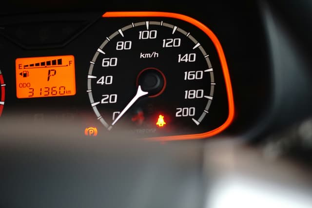A car speedometer.