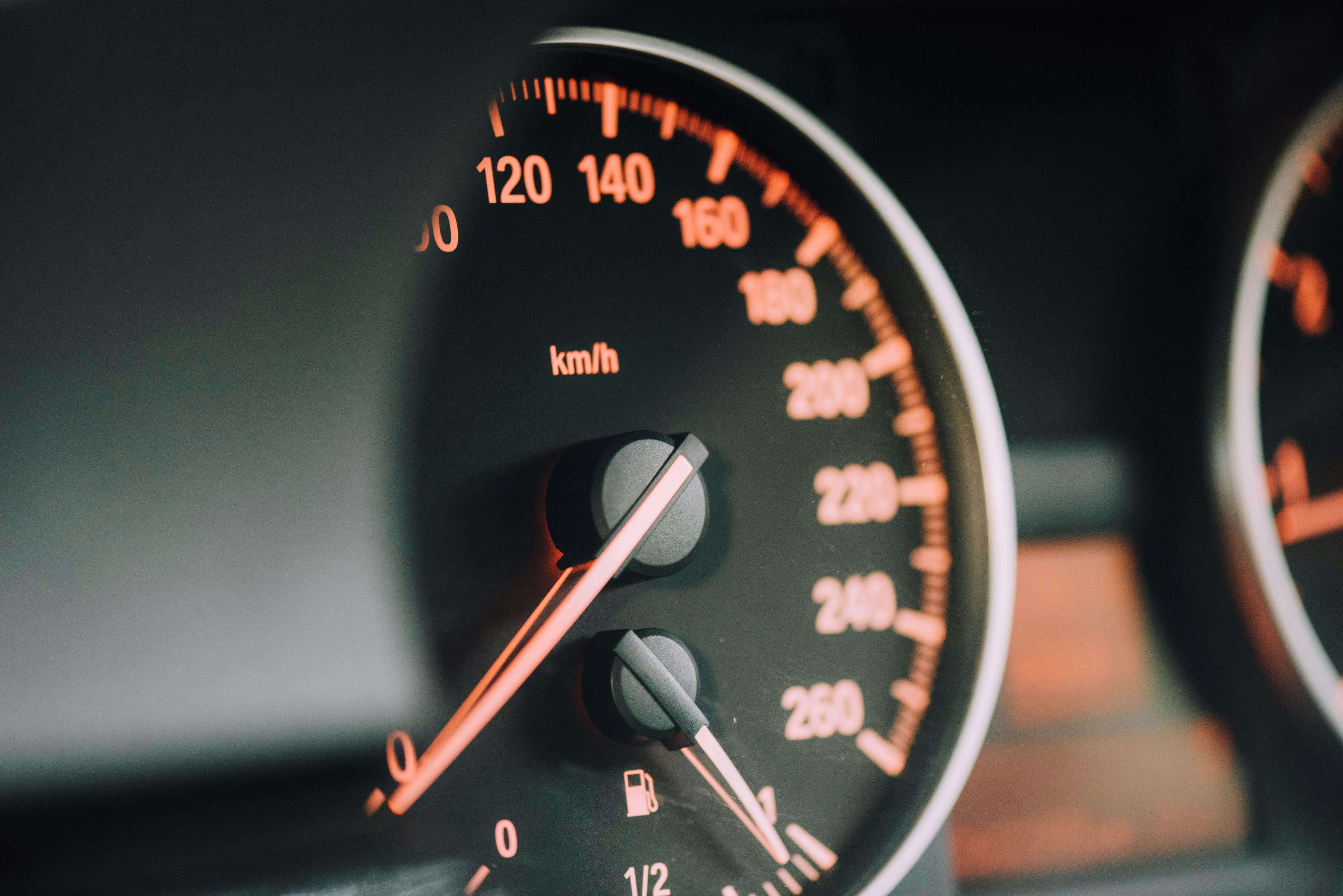A car speedometer.